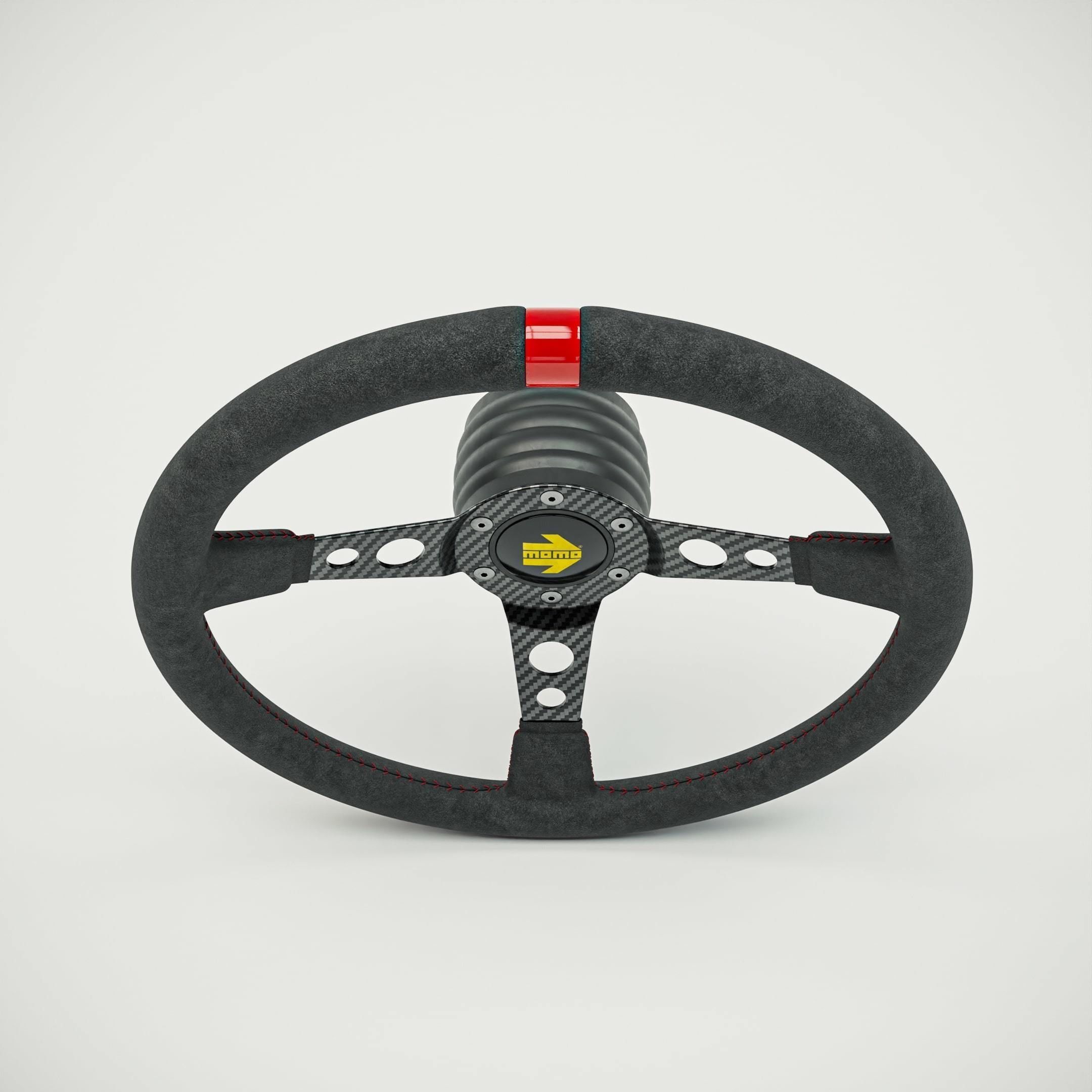 MOMO Style Racing Steering Wheel in 4 colour variants 3D model_9