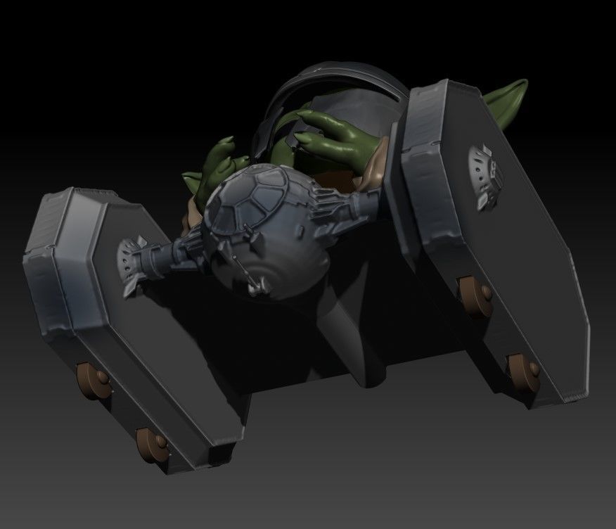 starwars baby yoda on tiecrawler 3D print model_4