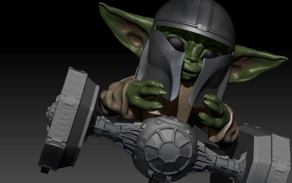 starwars baby yoda on tiecrawler 3D print model_3