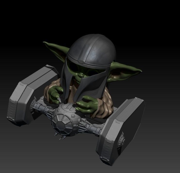 starwars baby yoda on tiecrawler 3D print model_2
