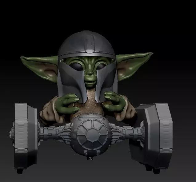 starwars baby yoda on tiecrawler 3D print model_0