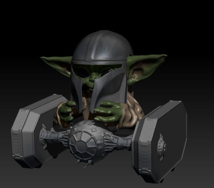 starwars baby yoda on tiecrawler 3D print model_1