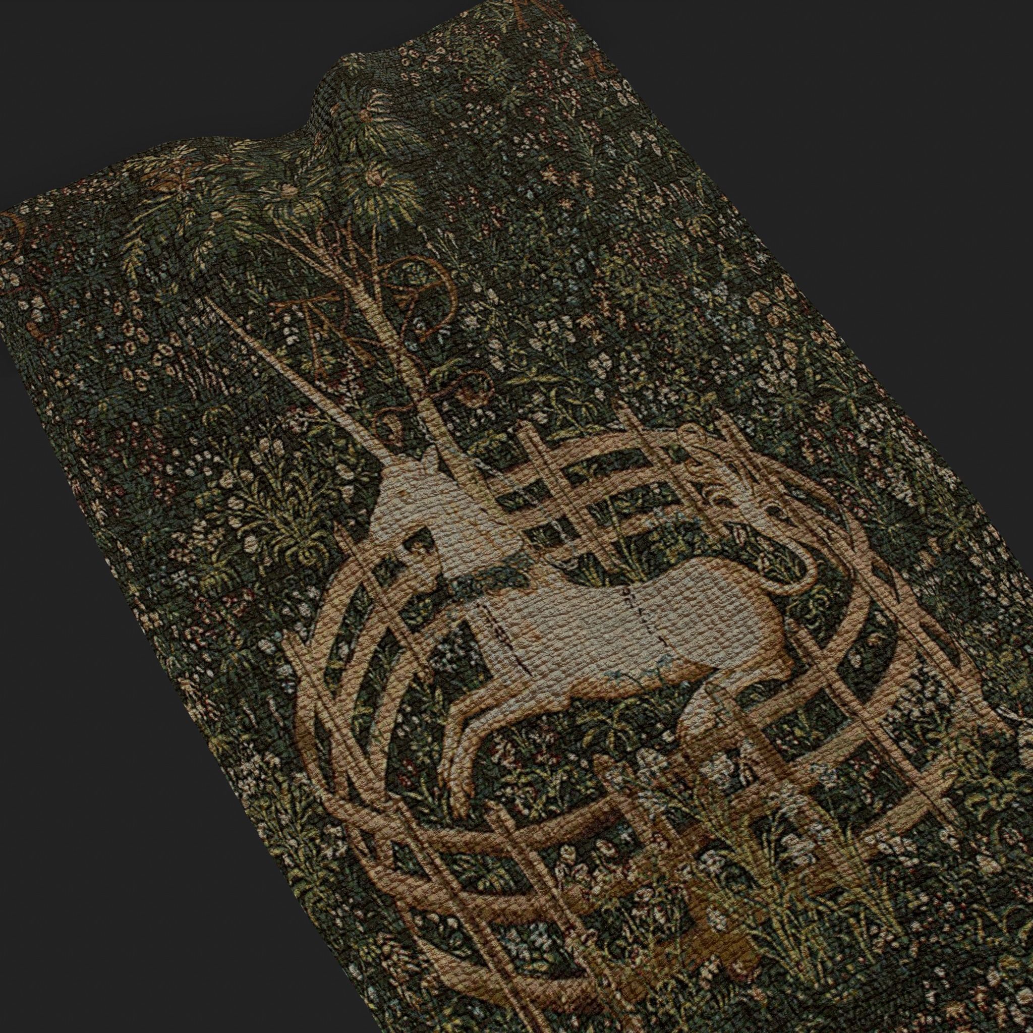 Unicorn Captivity Tapestry Low-poly 3D model_8