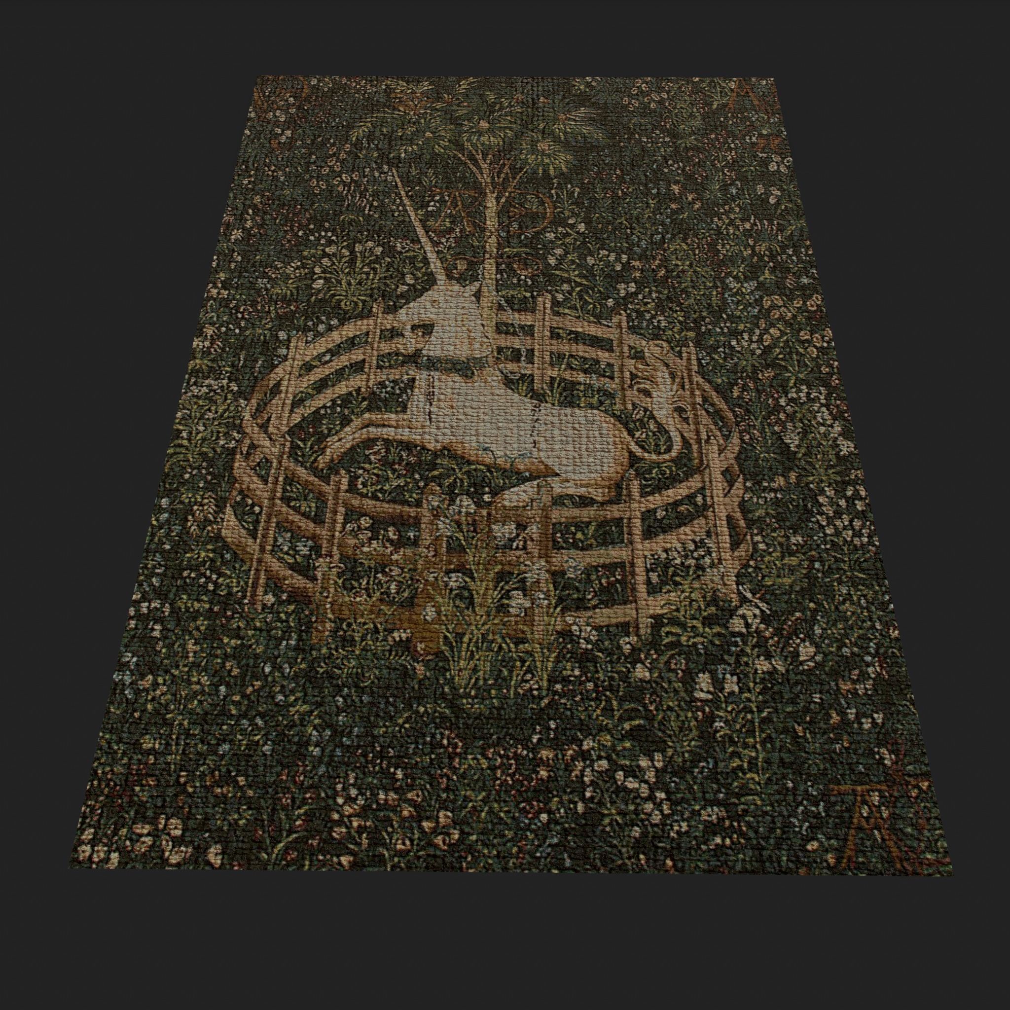 Unicorn Captivity Tapestry Low-poly 3D model_4