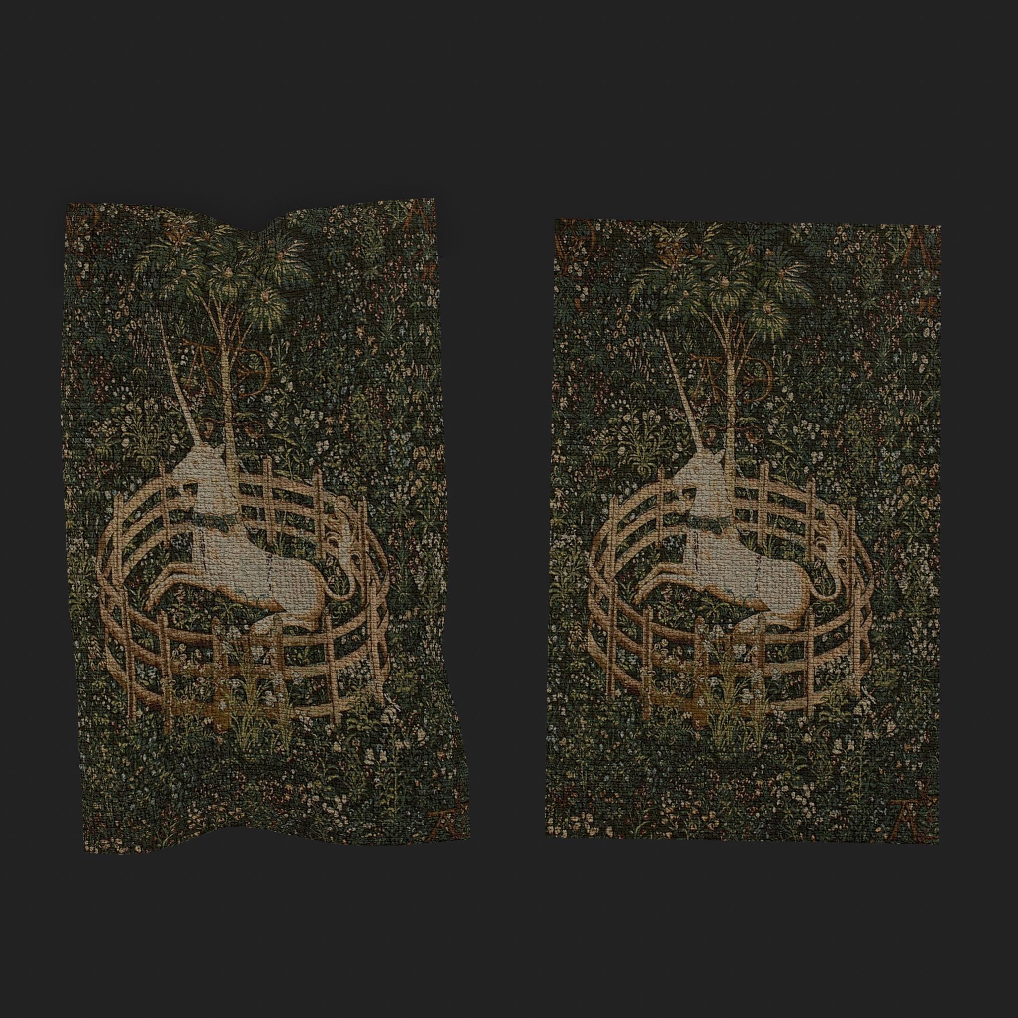 Unicorn Captivity Tapestry Low-poly 3D model_10