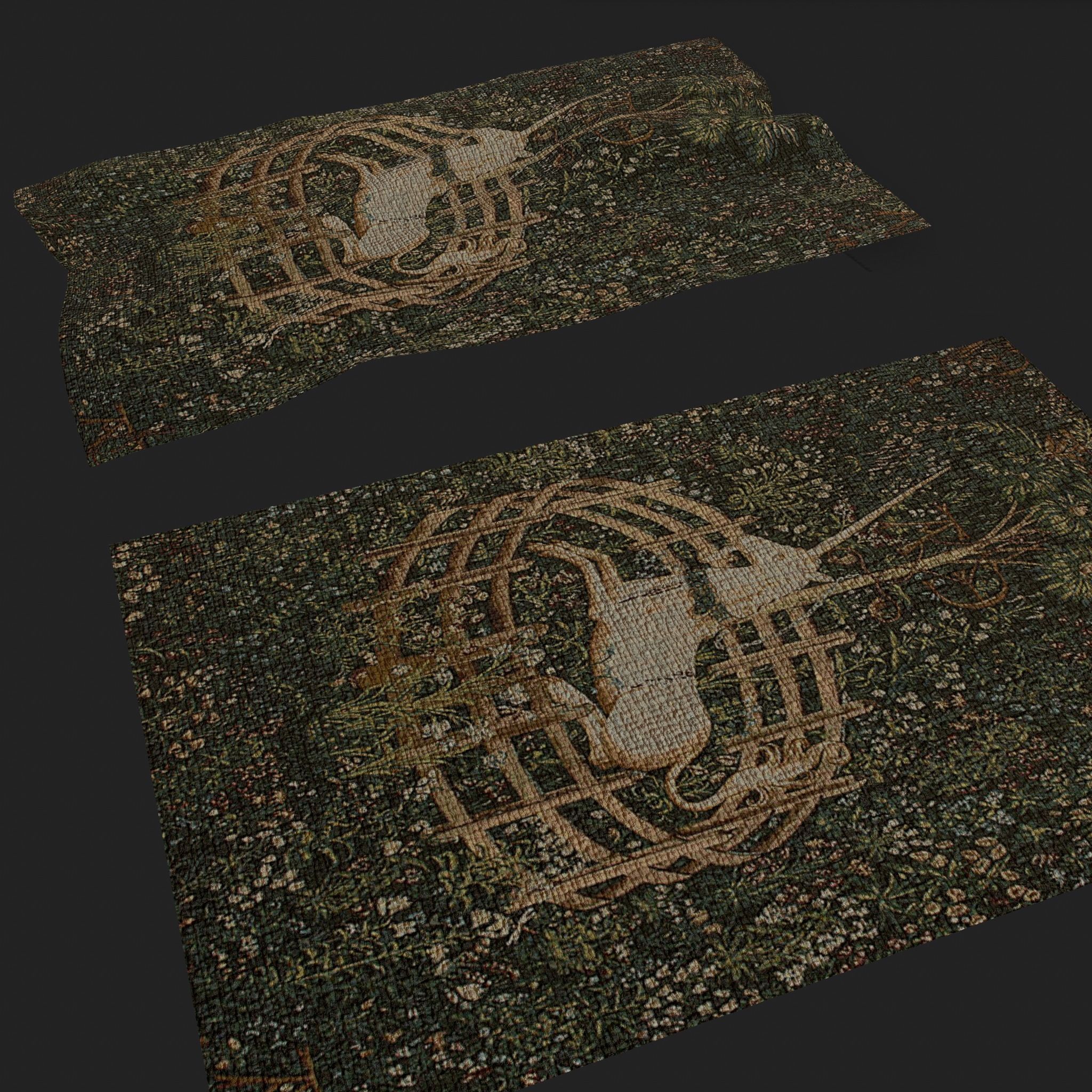 Unicorn Captivity Tapestry Low-poly 3D model_12