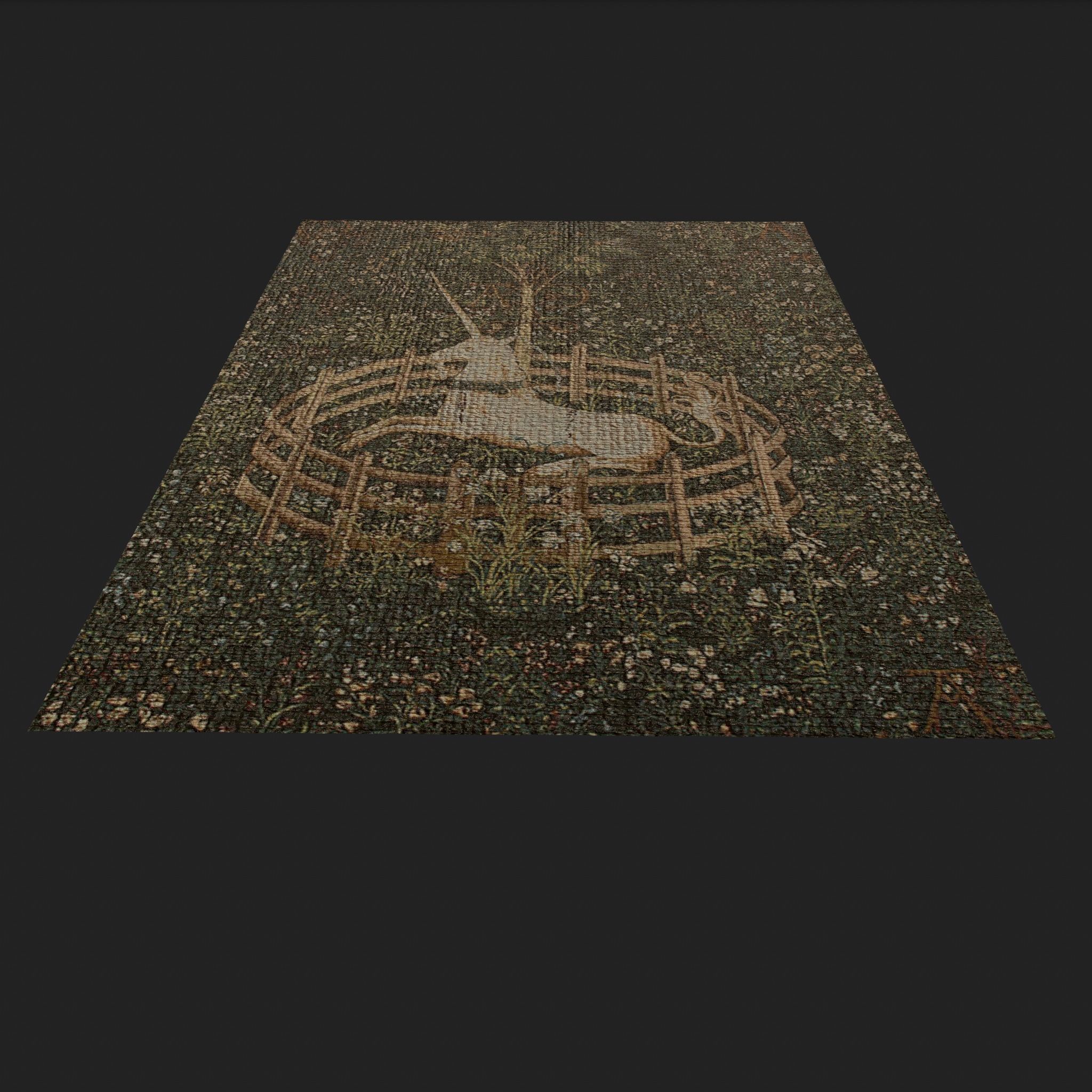 Unicorn Captivity Tapestry Low-poly 3D model_5