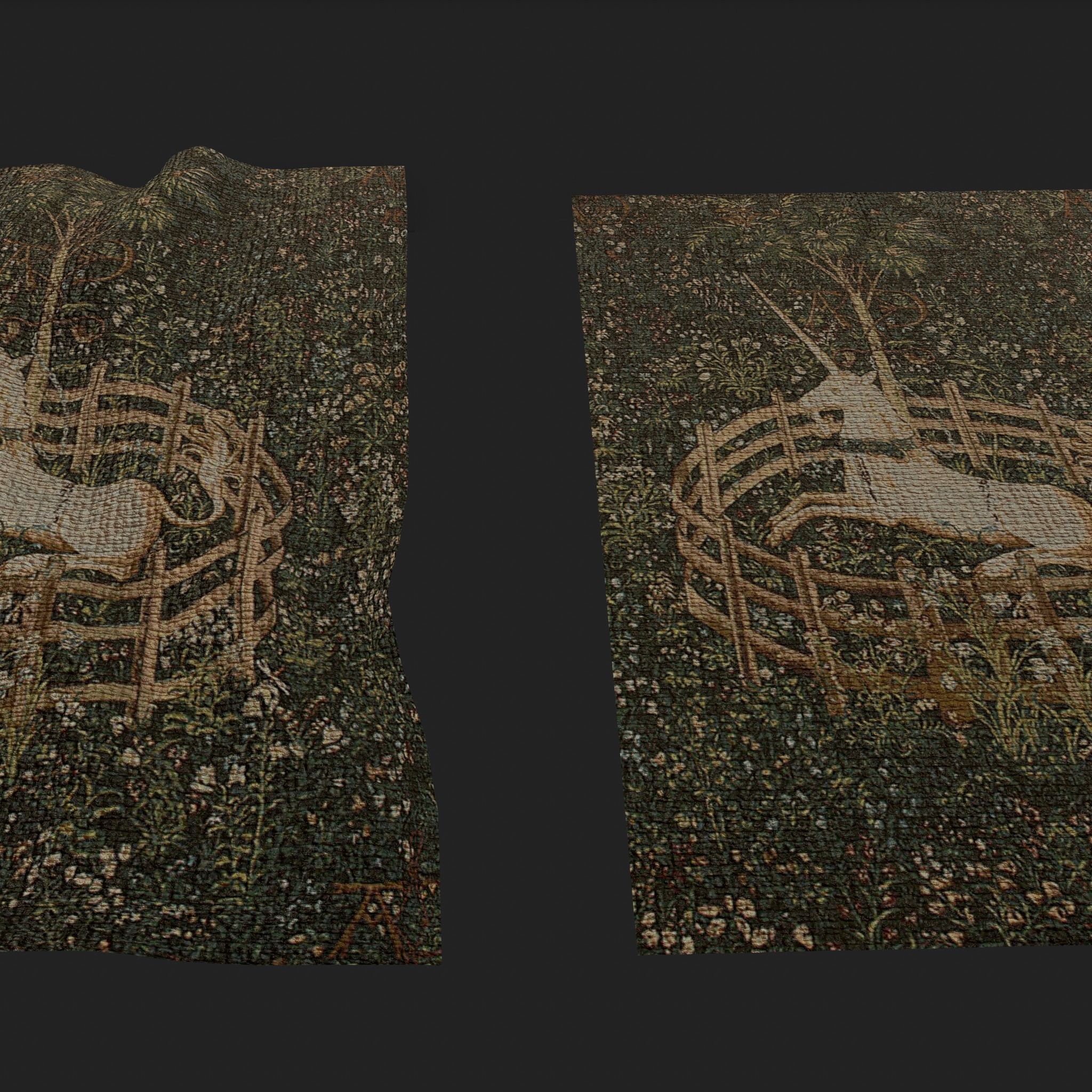 Unicorn Captivity Tapestry Low-poly 3D model_11