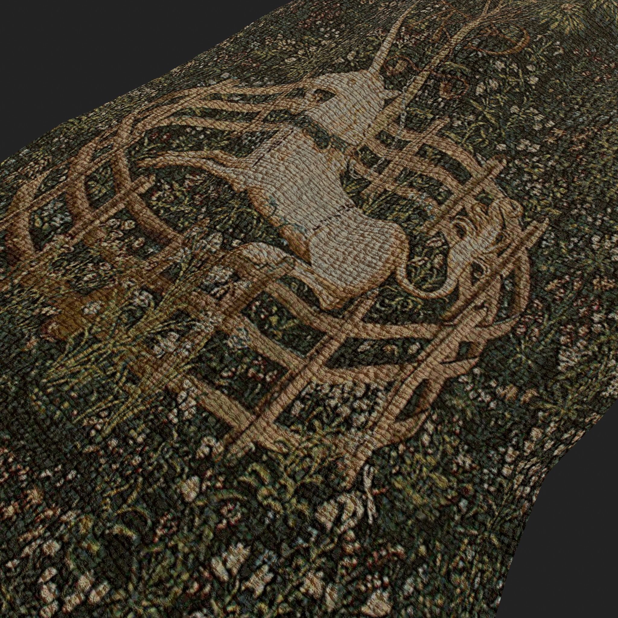 Unicorn Captivity Tapestry Low-poly 3D model_7