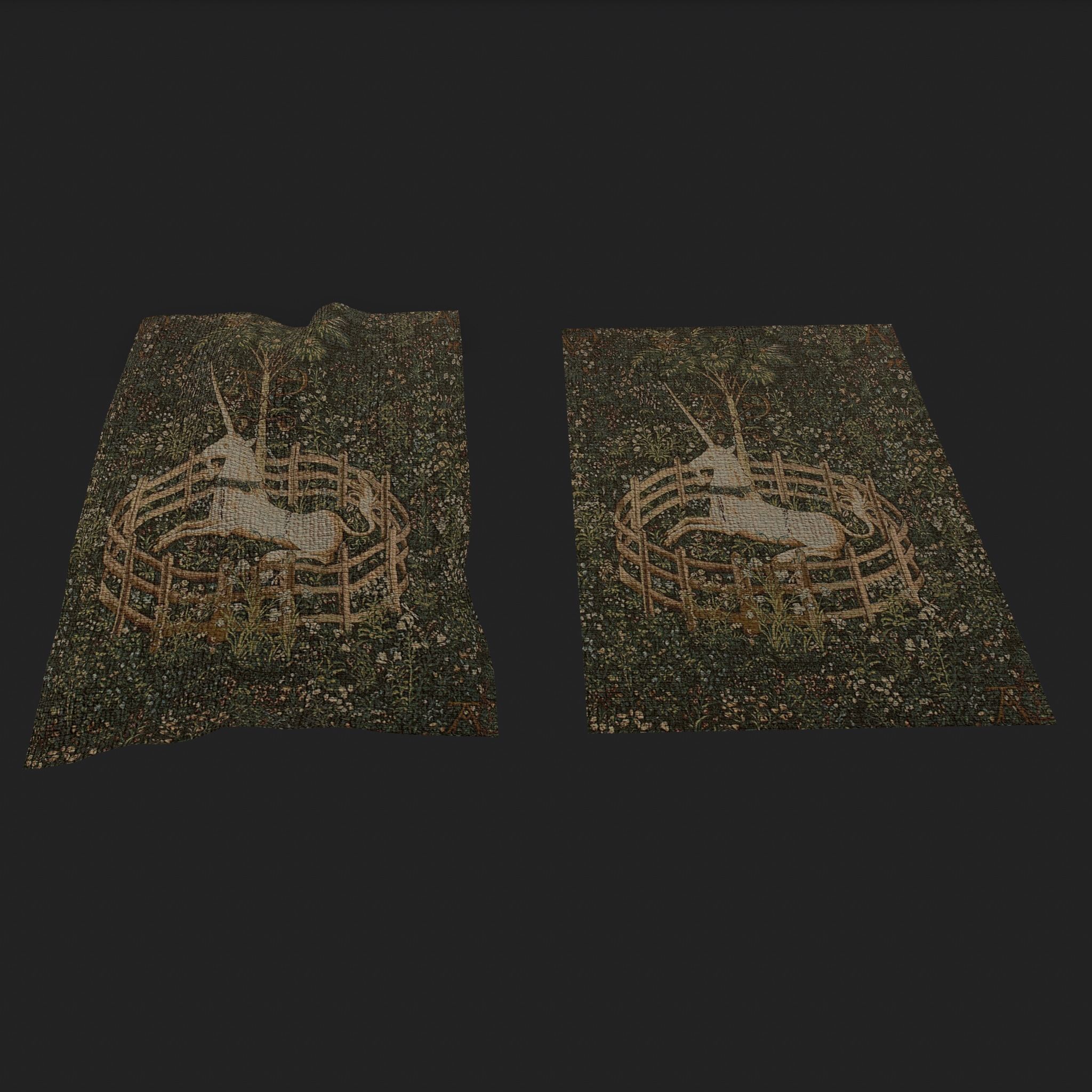 Unicorn Captivity Tapestry Low-poly 3D model_2