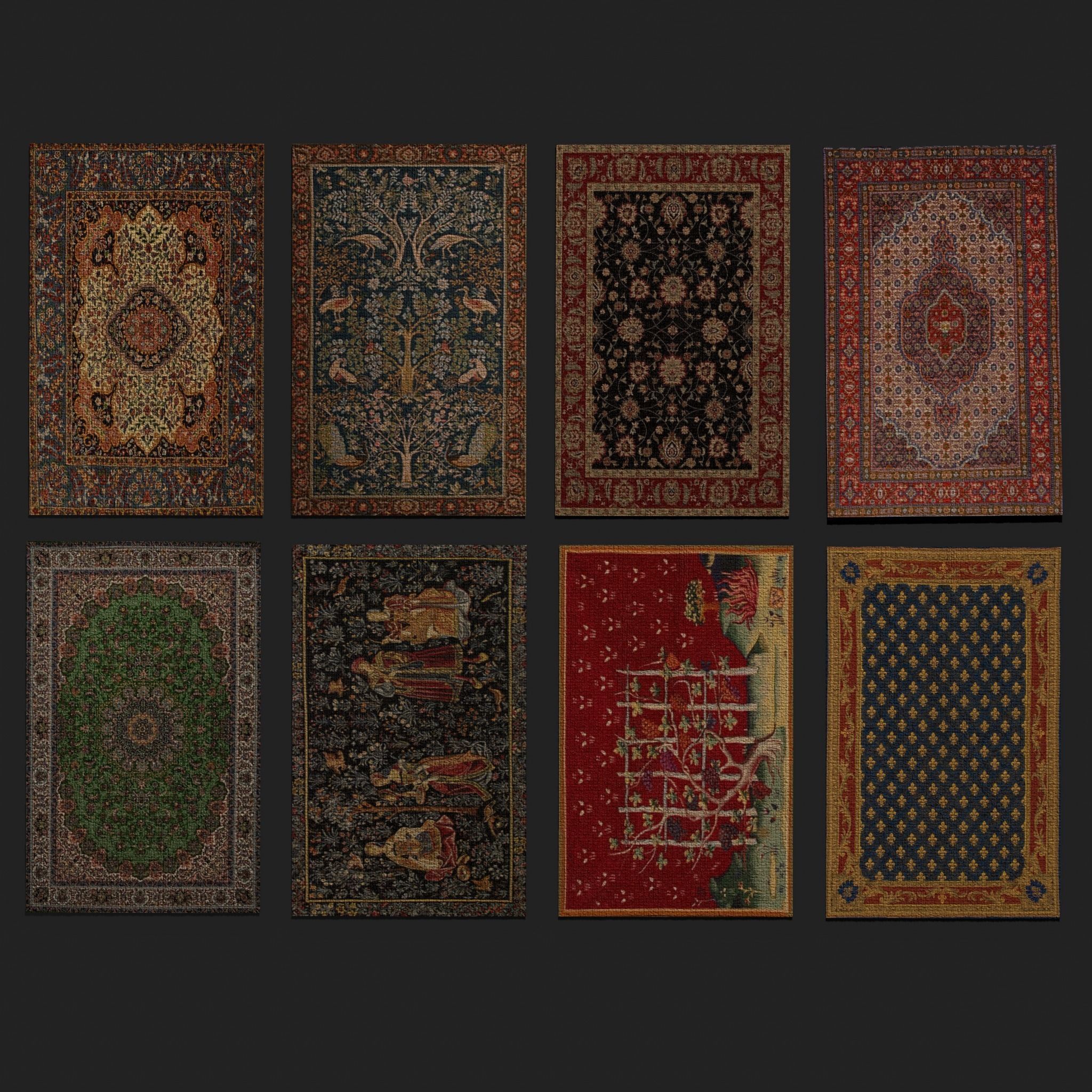 Twenty Highly Detailed Medieval Style Tapestries  3D Model Collection_51