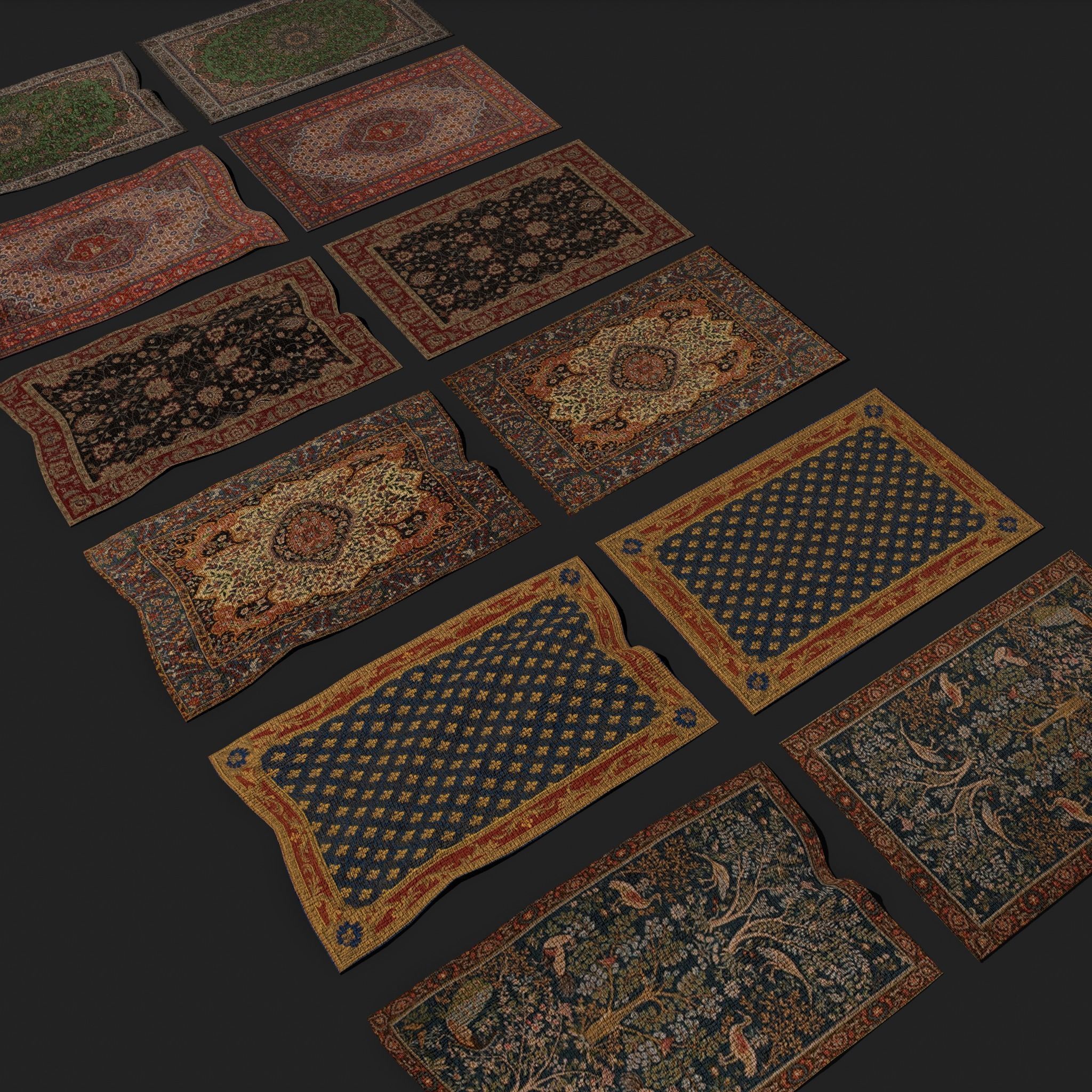 Twenty Highly Detailed Medieval Style Tapestries  3D Model Collection_74