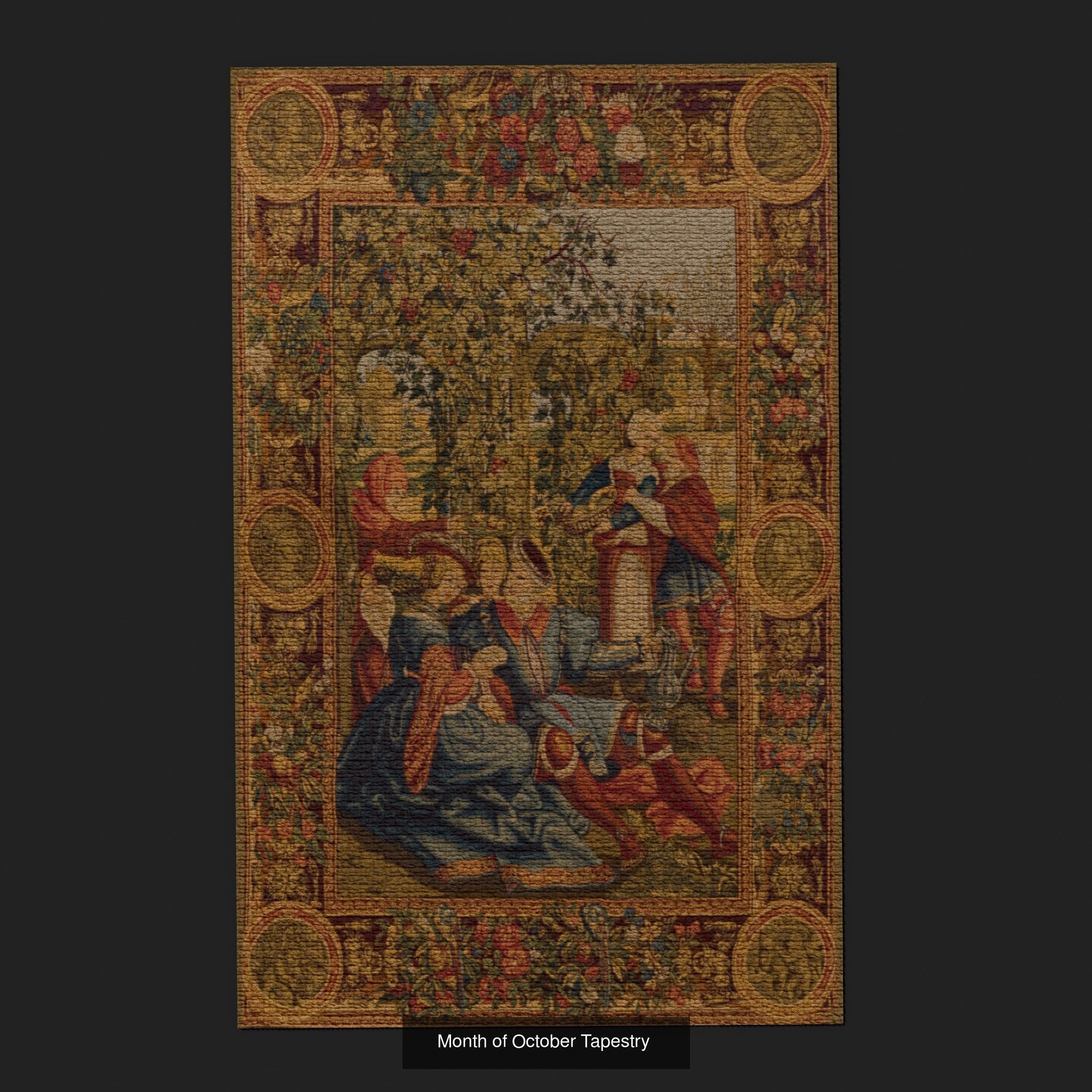 Twenty Highly Detailed Medieval Style Tapestries  3D Model Collection_34
