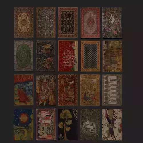 Twenty Highly Detailed Medieval Style Tapestries  3D Model Collection