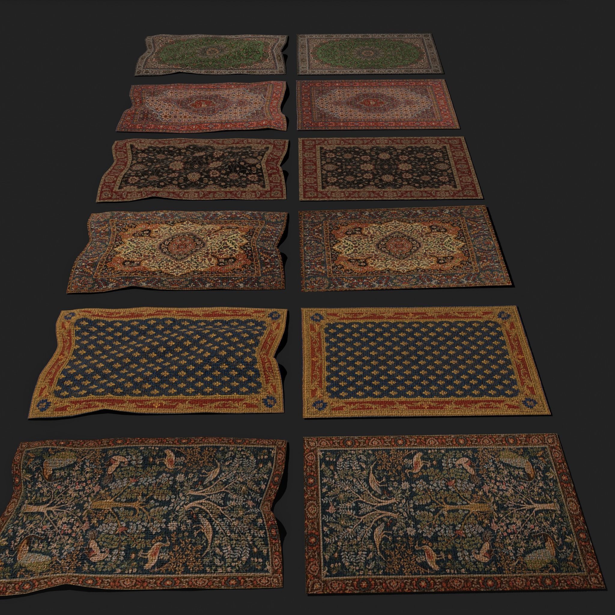 Twenty Highly Detailed Medieval Style Tapestries  3D Model Collection_73