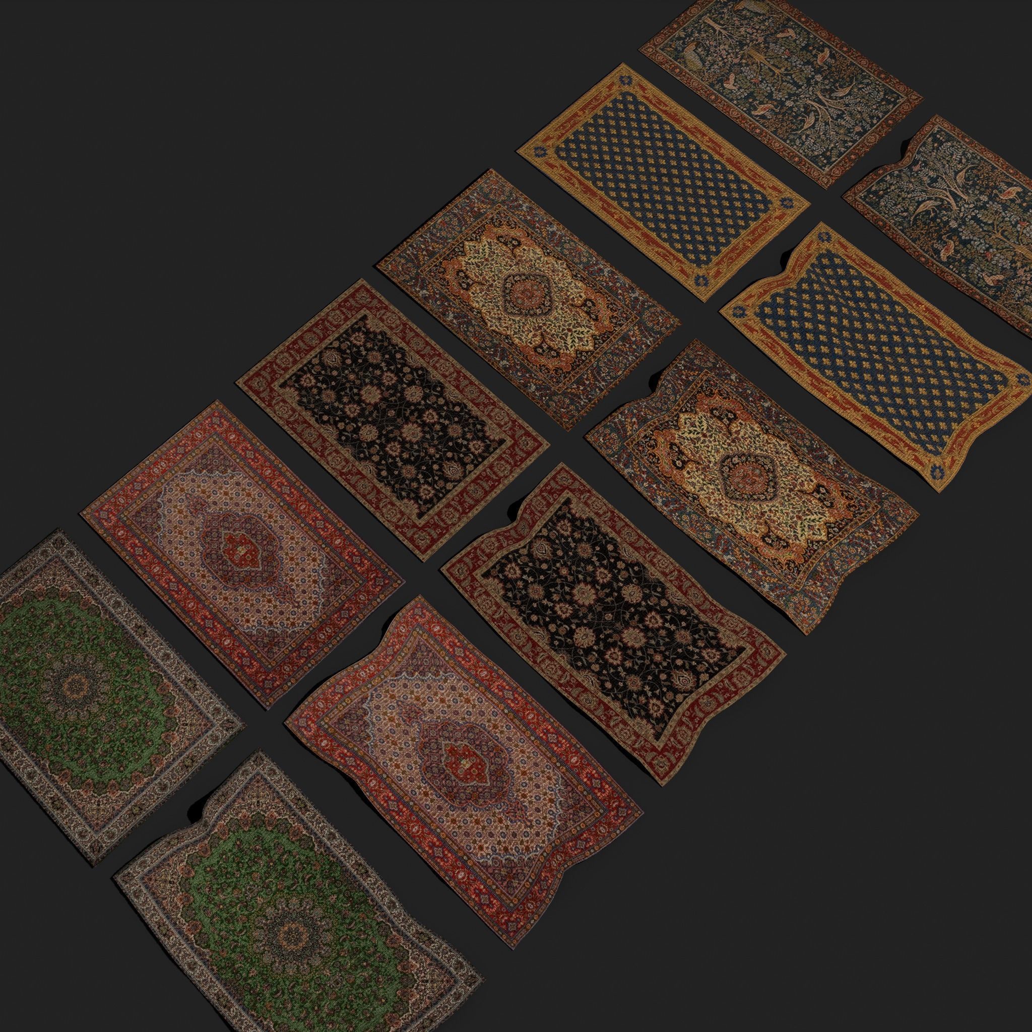 Twenty Highly Detailed Medieval Style Tapestries  3D Model Collection_71