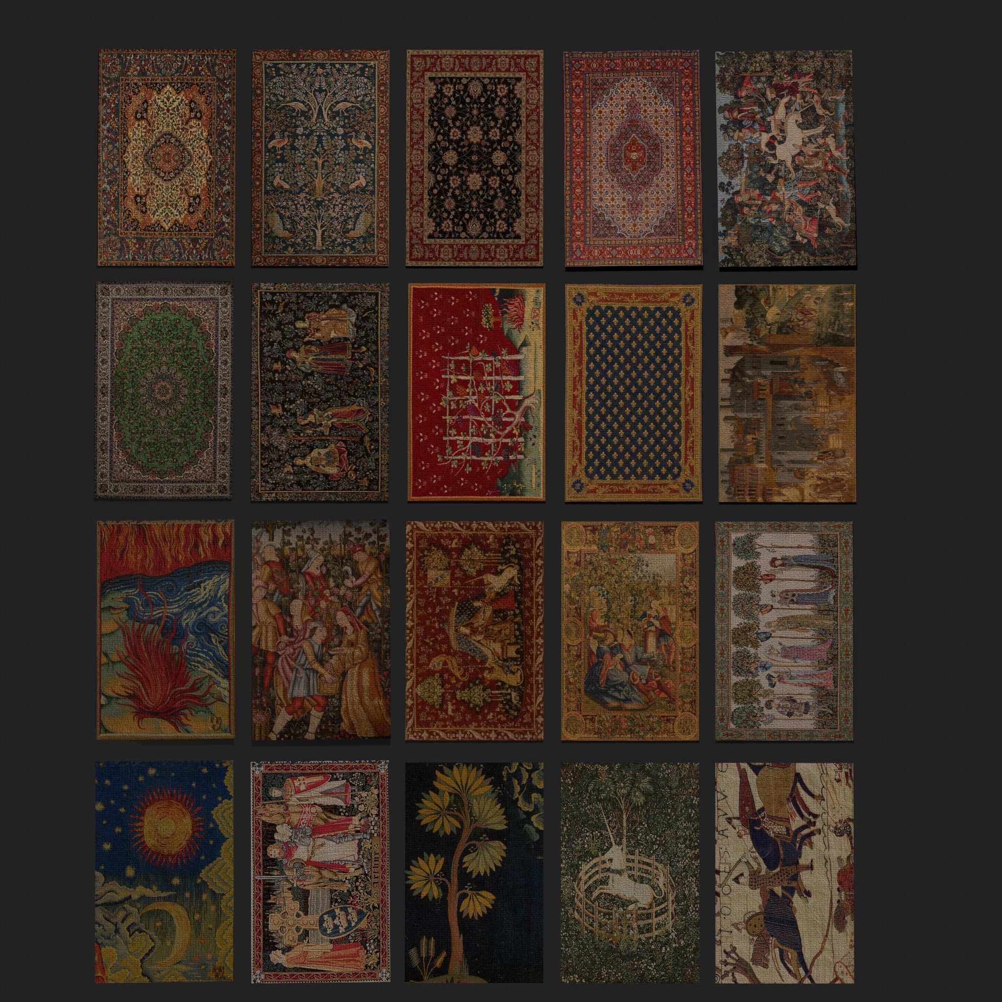 Twenty Highly Detailed Medieval Style Tapestries  3D Model Collection_107