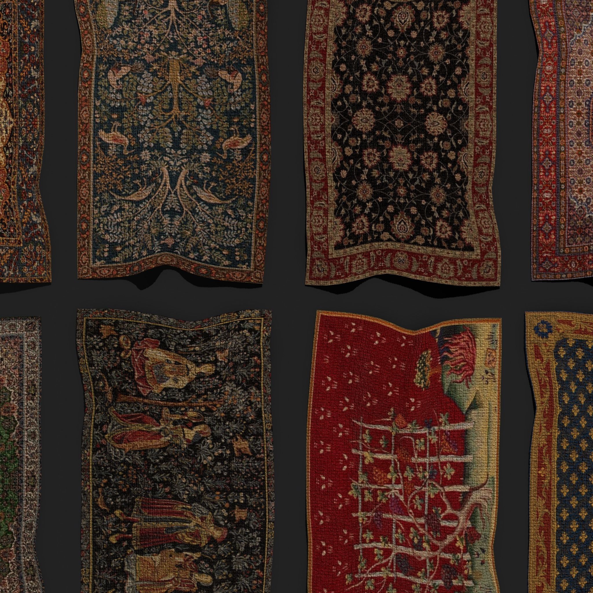 Twenty Highly Detailed Medieval Style Tapestries  3D Model Collection_57