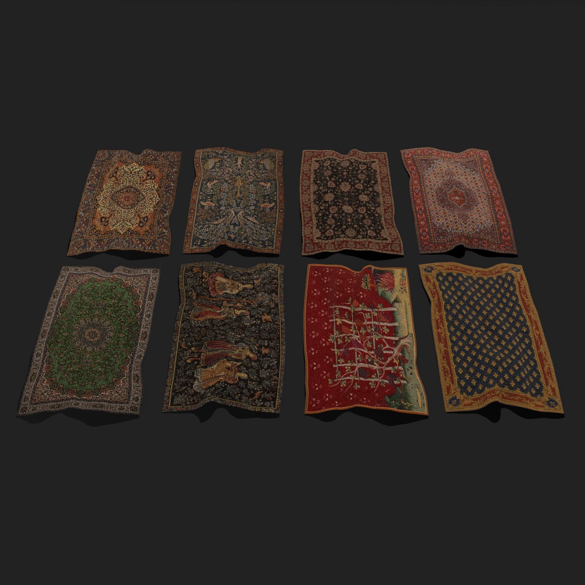 Twenty Highly Detailed Medieval Style Tapestries  3D Model Collection_49