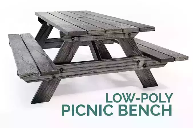 Picnic Bench - Low Poly Outdoor Table Low-poly 3D model
