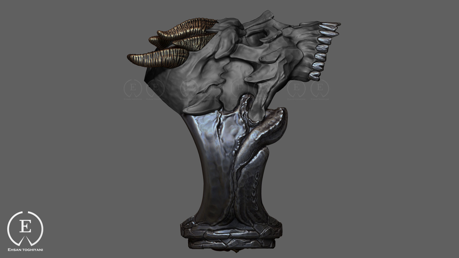 skull ring 3D print model_3