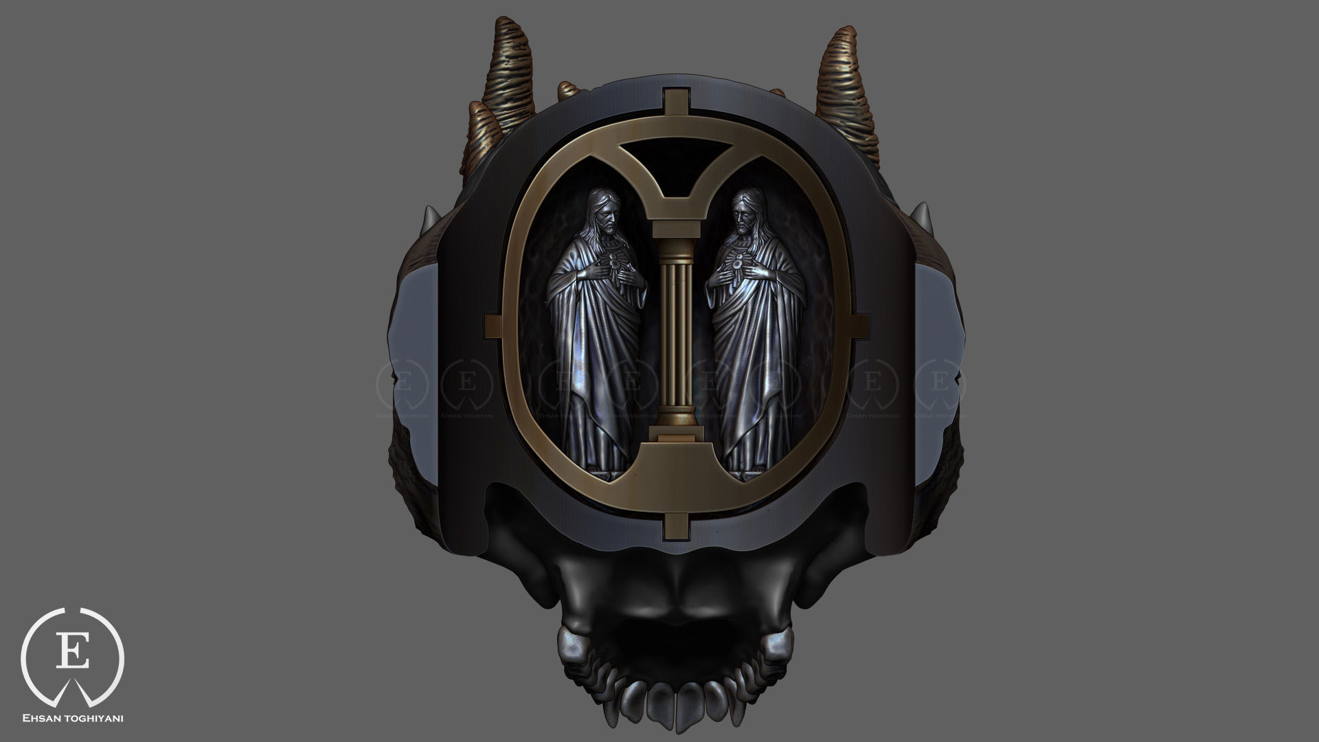 skull ring 3D print model_6