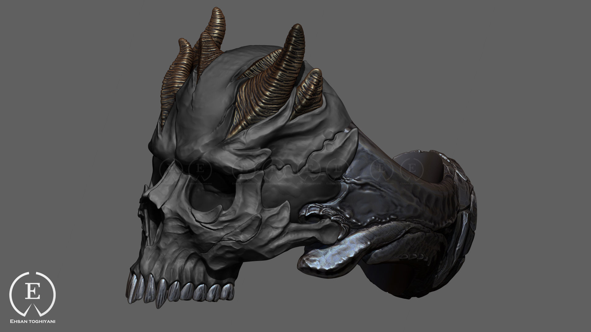 skull ring 3D print model_2