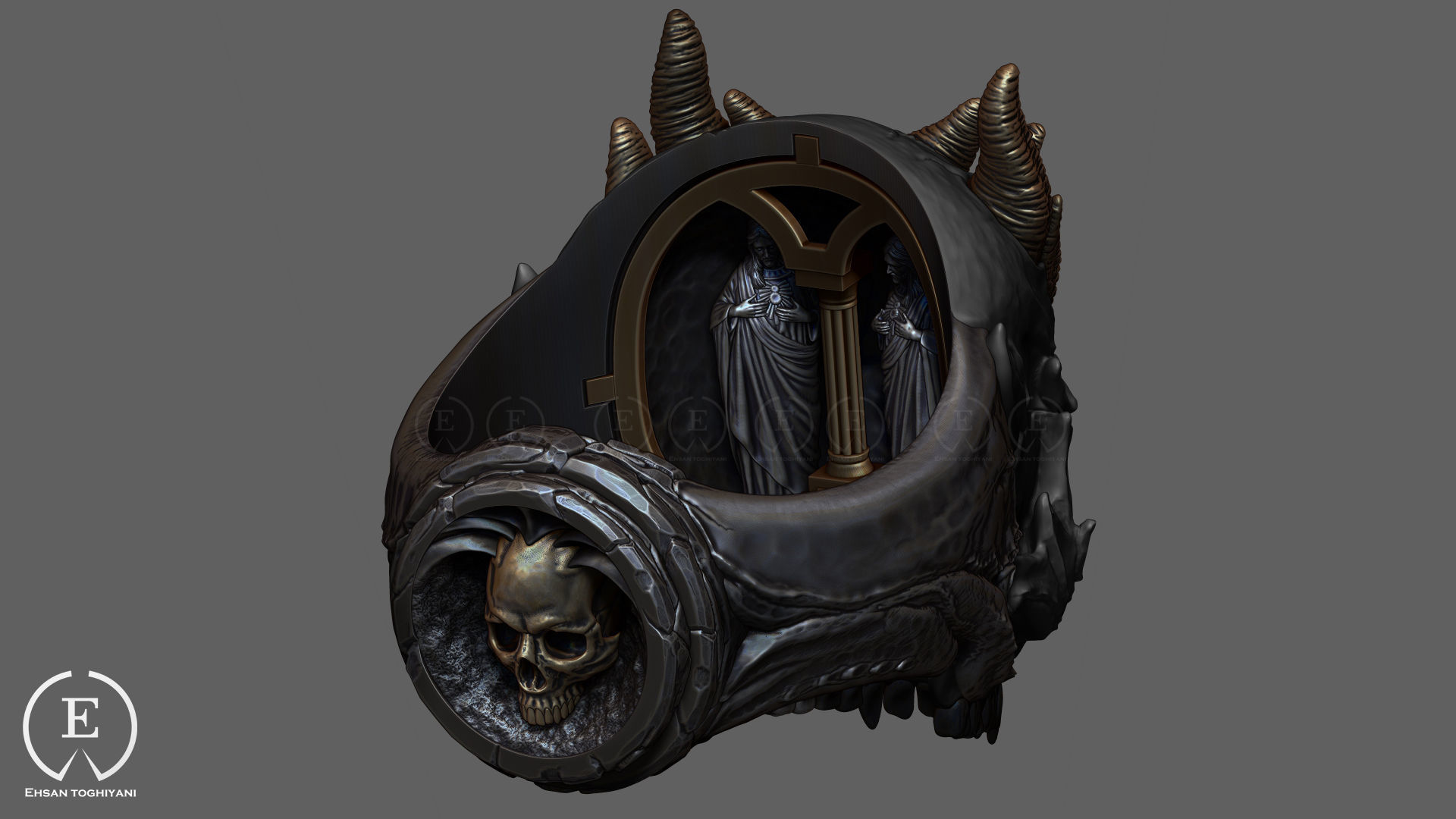 skull ring 3D print model_5