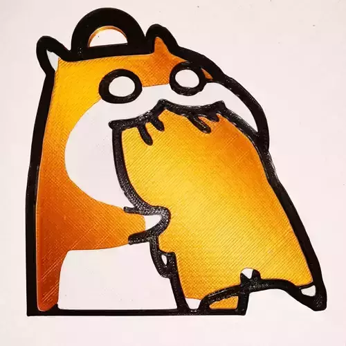 kusohamu-chan 3d print corgi sticker - orange