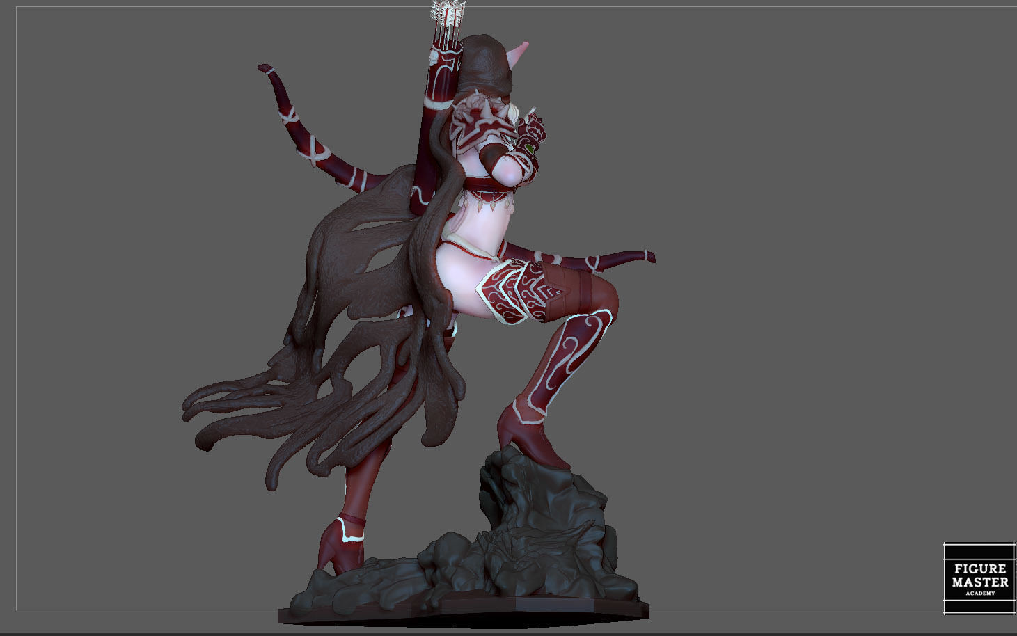 SYLVANAS WINDRUNNER warcraft wow female dark elf girl archer 3D print model_18