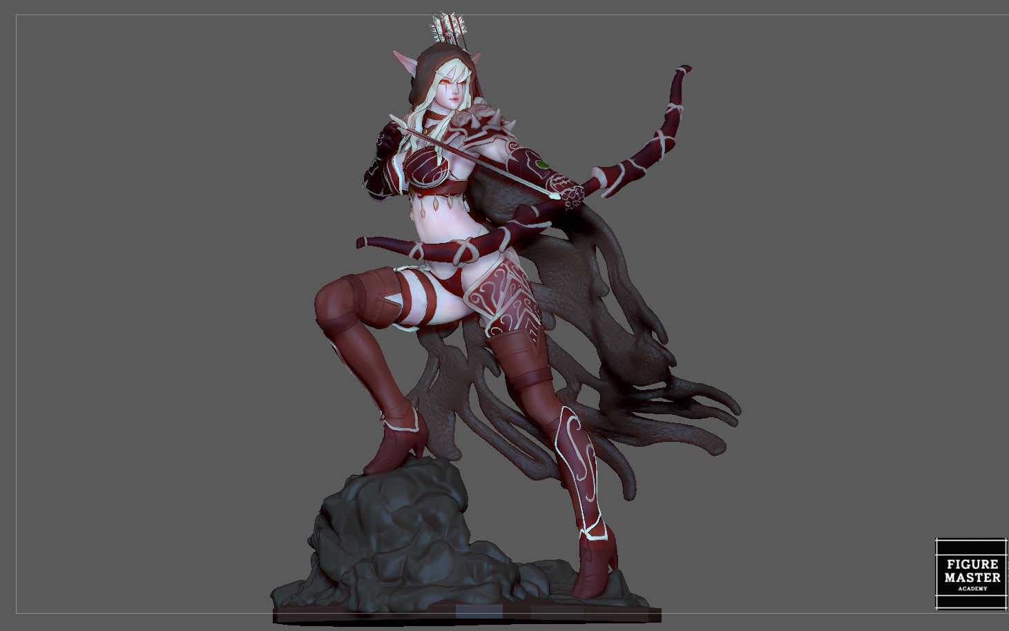 SYLVANAS WINDRUNNER warcraft wow female dark elf girl archer 3D print model_22