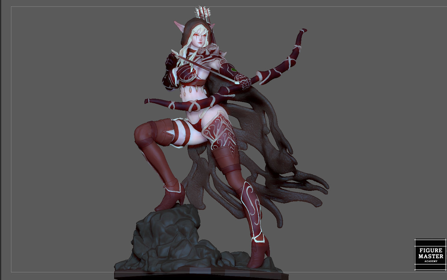 SYLVANAS WINDRUNNER warcraft wow female dark elf girl archer 3D print model_12