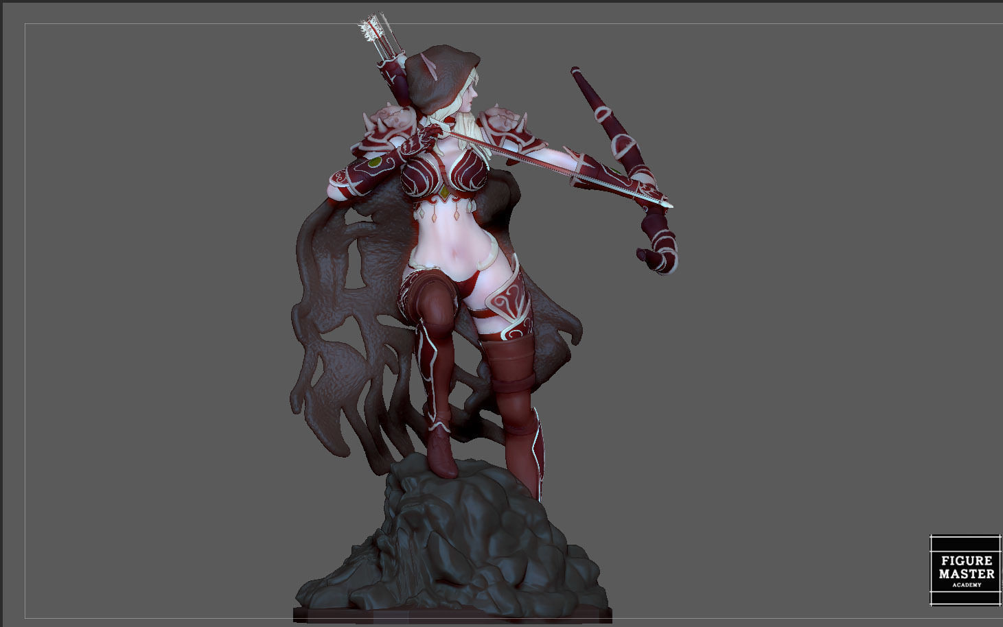 SYLVANAS WINDRUNNER warcraft wow female dark elf girl archer 3D print model_21