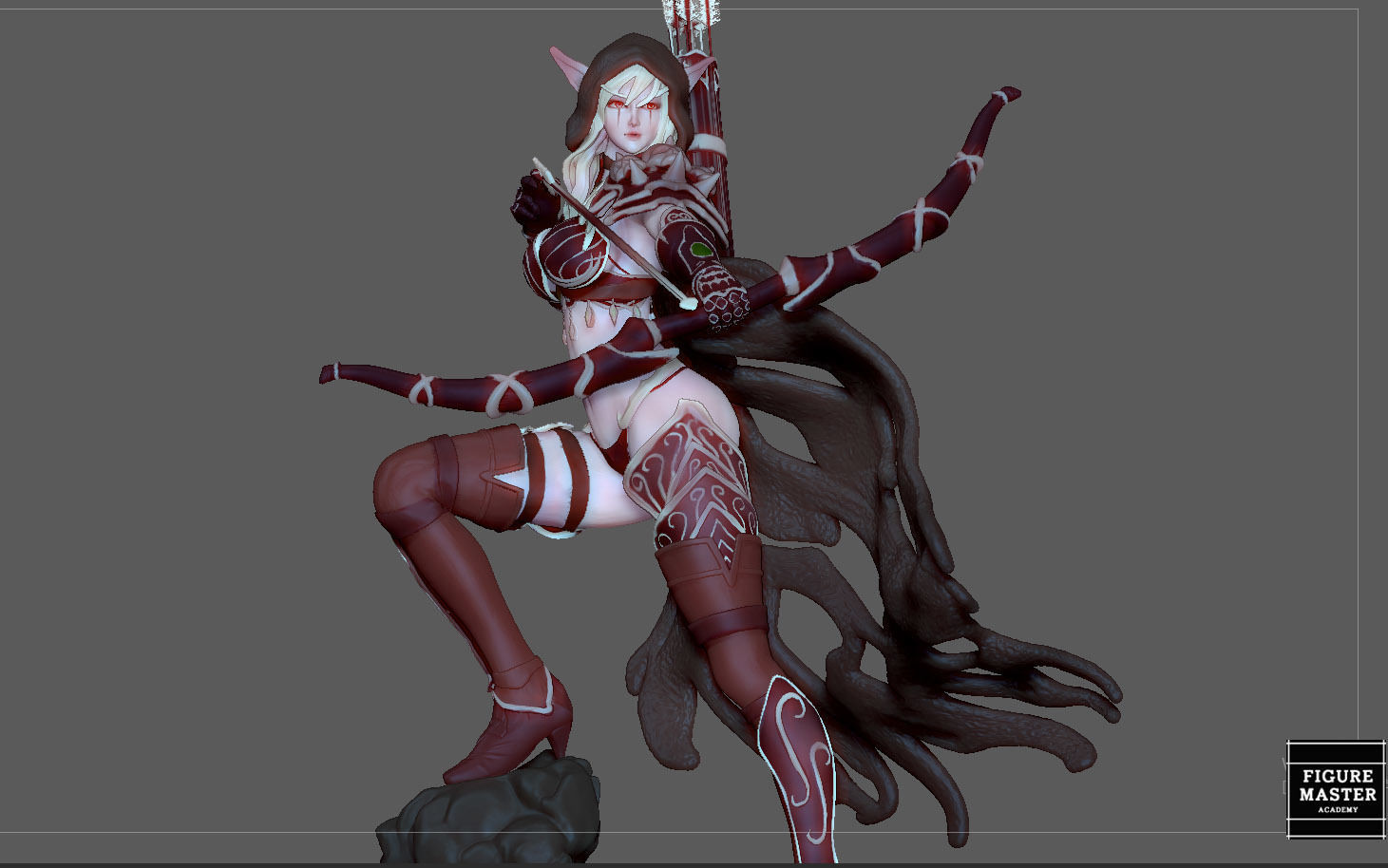SYLVANAS WINDRUNNER warcraft wow female dark elf girl archer 3D print model_13