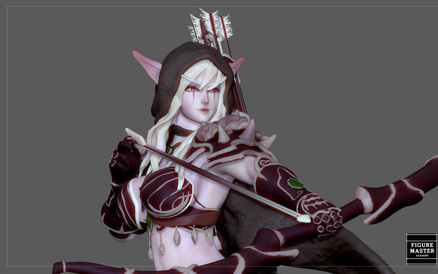 SYLVANAS WINDRUNNER warcraft wow female dark elf girl archer 3D print model_19