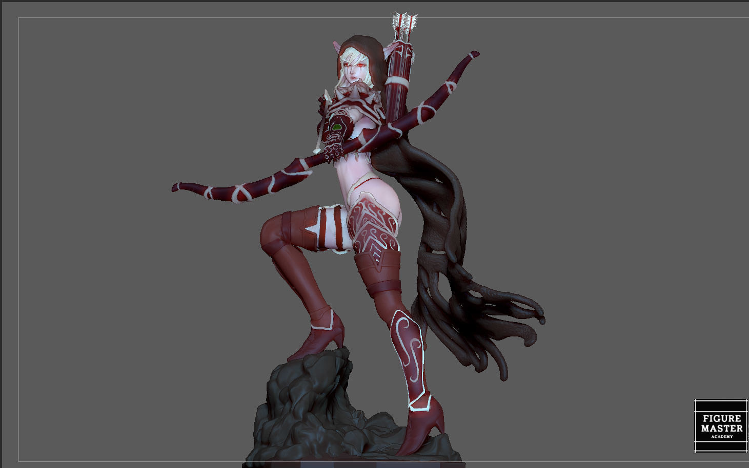 SYLVANAS WINDRUNNER warcraft wow female dark elf girl archer 3D print model_8