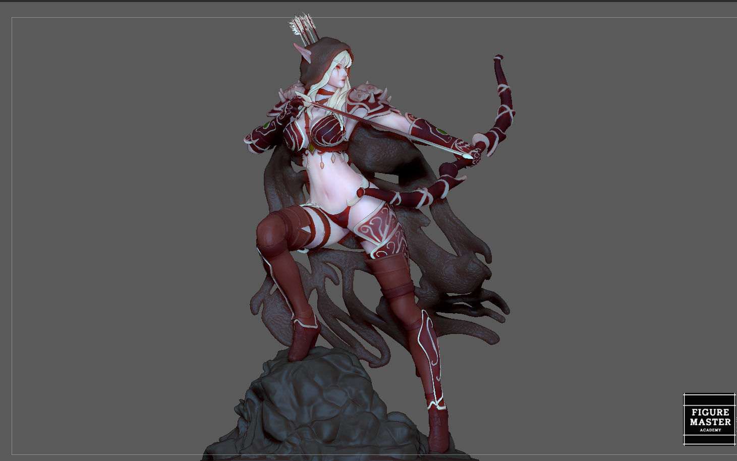 SYLVANAS WINDRUNNER warcraft wow female dark elf girl archer 3D print model_15