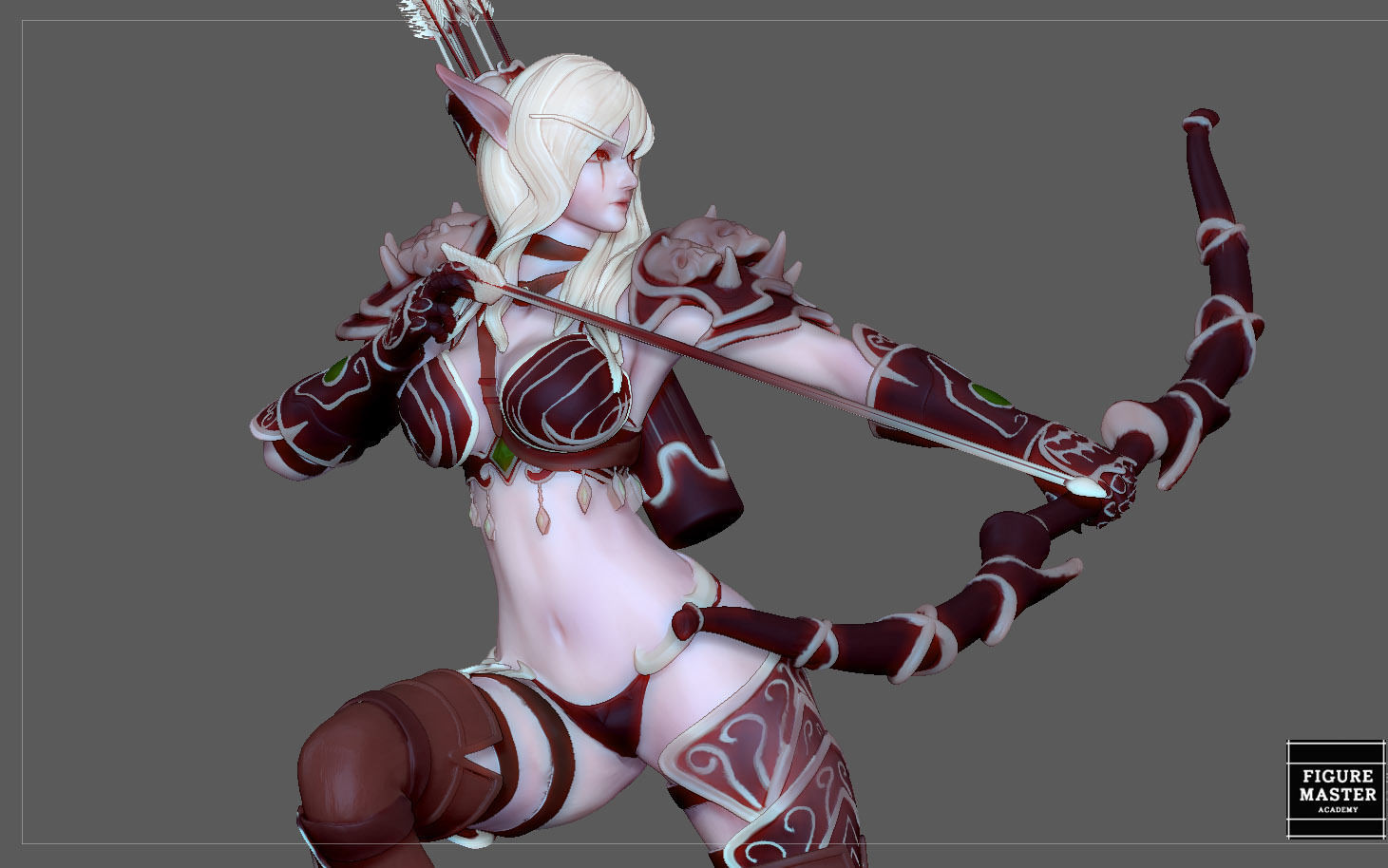 SYLVANAS WINDRUNNER warcraft wow female dark elf girl archer 3D print model_17