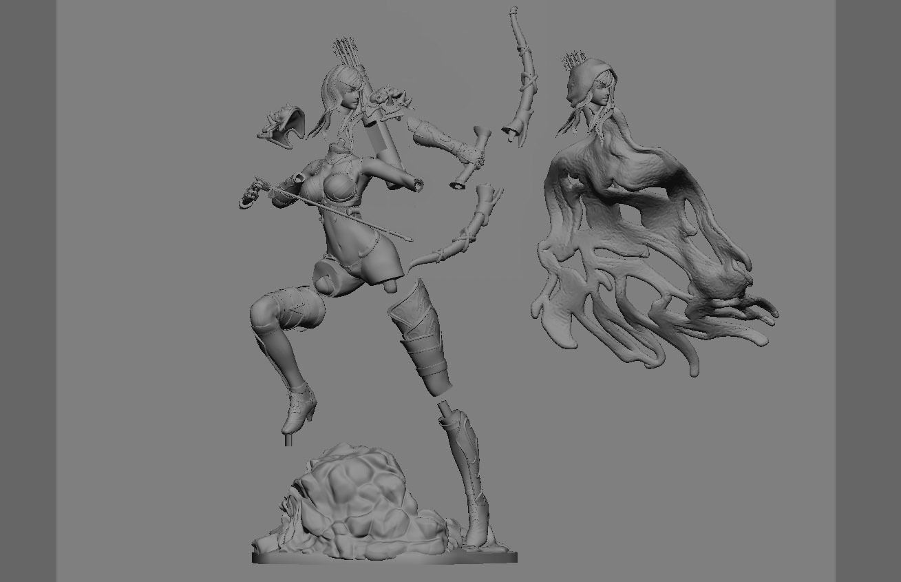 SYLVANAS WINDRUNNER warcraft wow female dark elf girl archer 3D print model_24