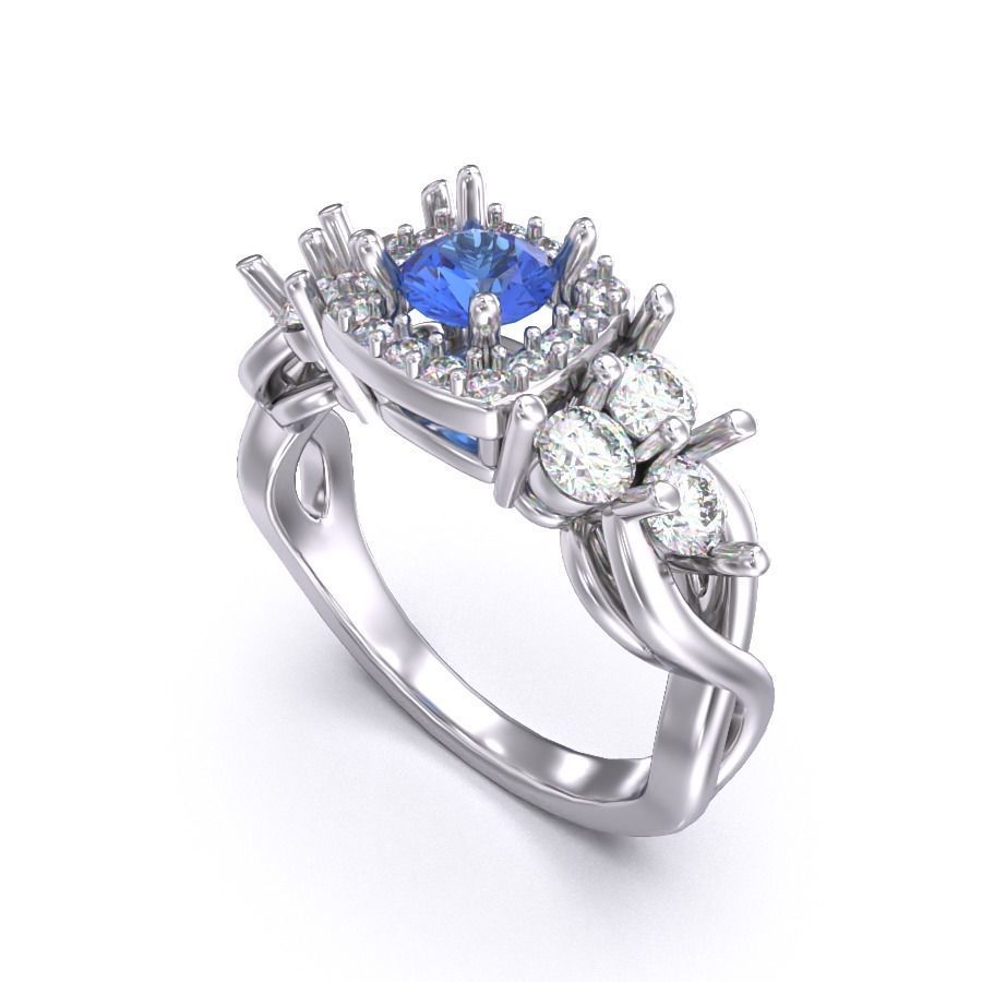 CJC7024 Ladies womans womens diamond ruby emerald Rings 3D print model_5