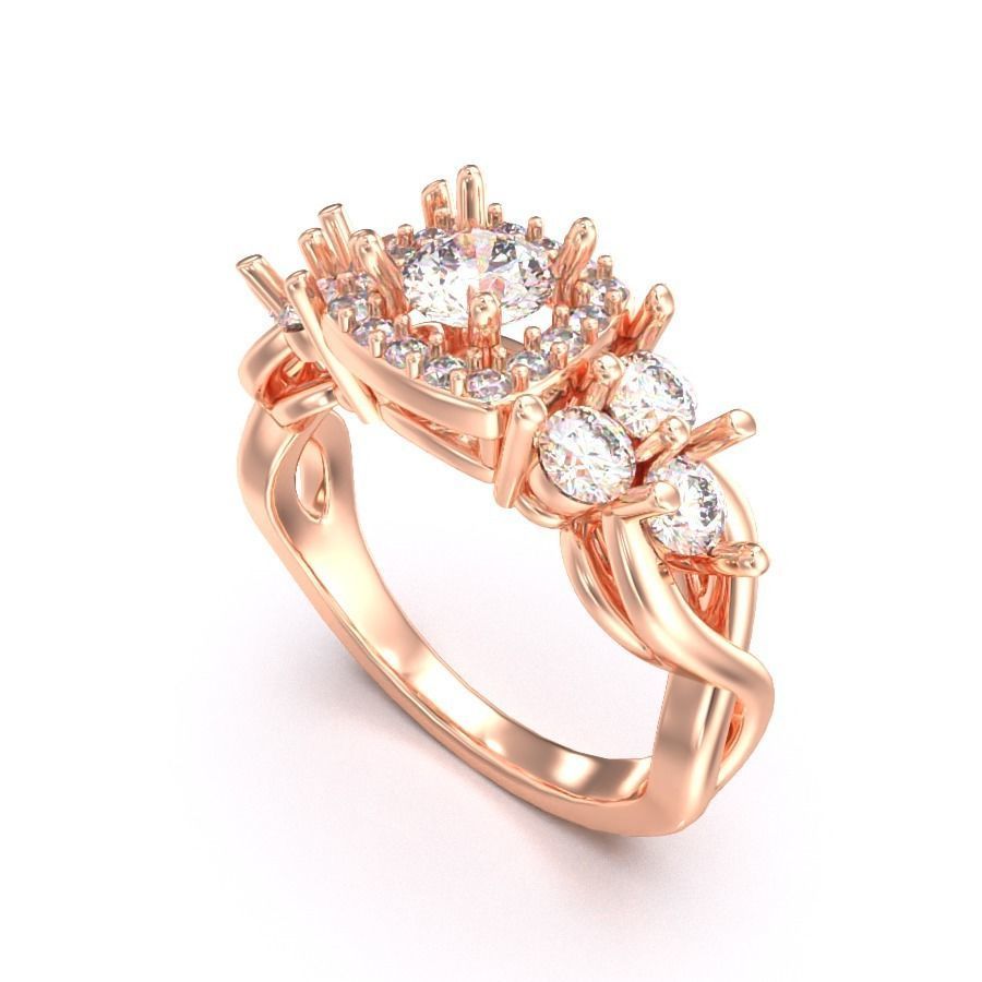 CJC7024 Ladies womans womens diamond ruby emerald Rings 3D print model_2