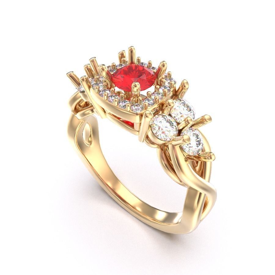 CJC7024 Ladies womans womens diamond ruby emerald Rings 3D print model_7