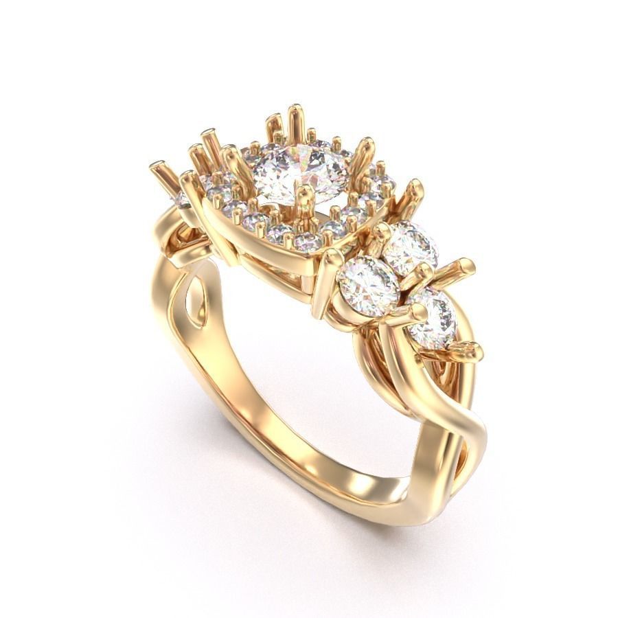 CJC7024 Ladies womans womens diamond ruby emerald Rings 3D print model_1