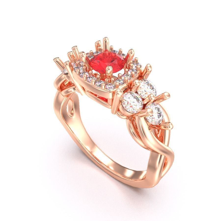 CJC7024 Ladies womans womens diamond ruby emerald Rings 3D print model_3