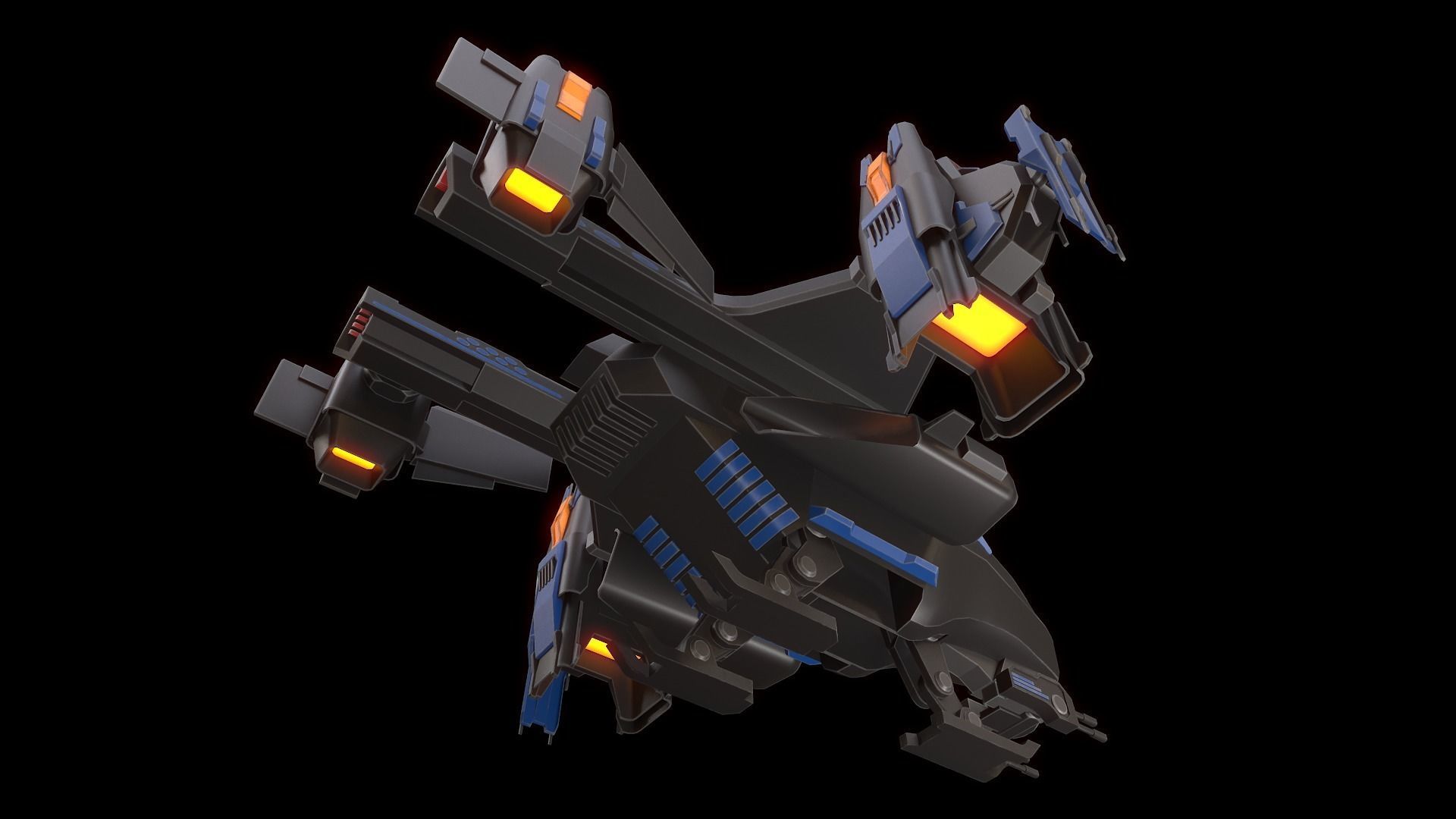 Space Ships Low-poly 3D model_5