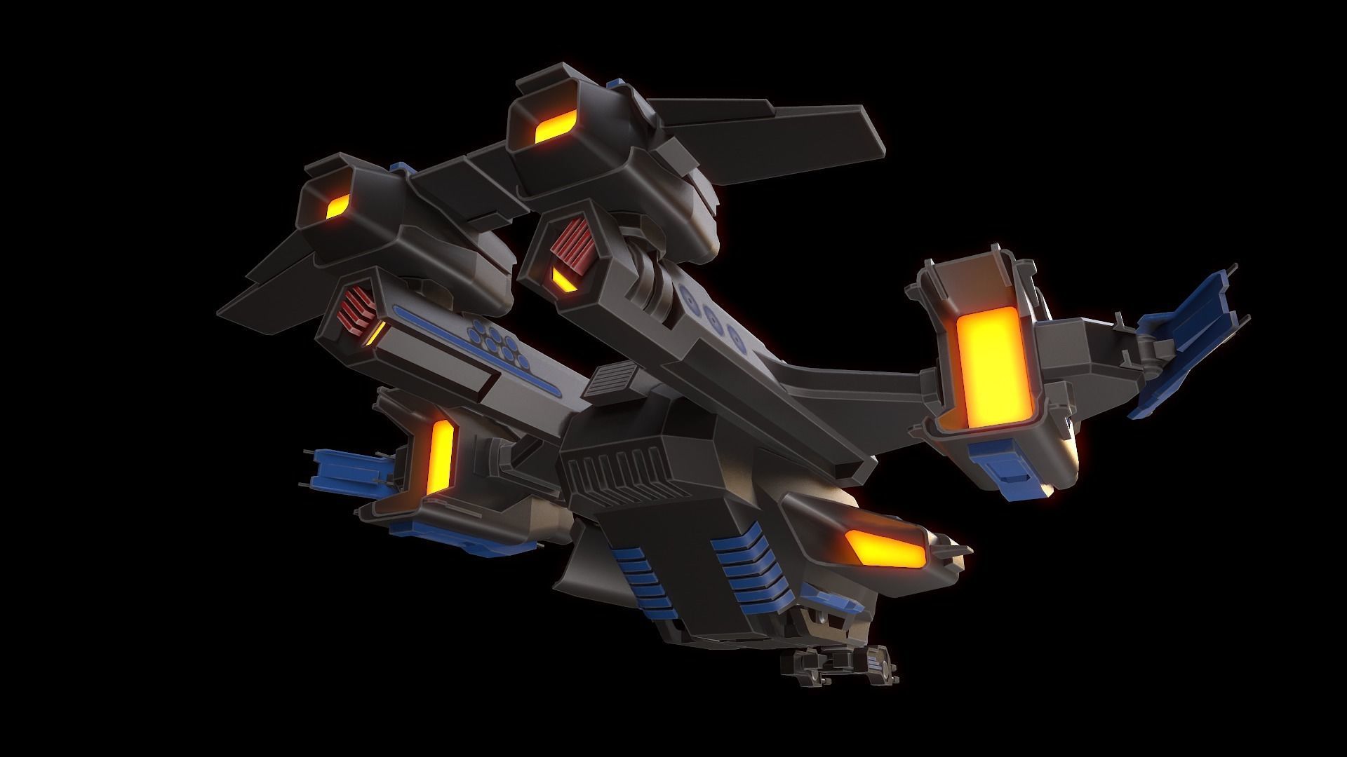 Space Ships Low-poly 3D model_4