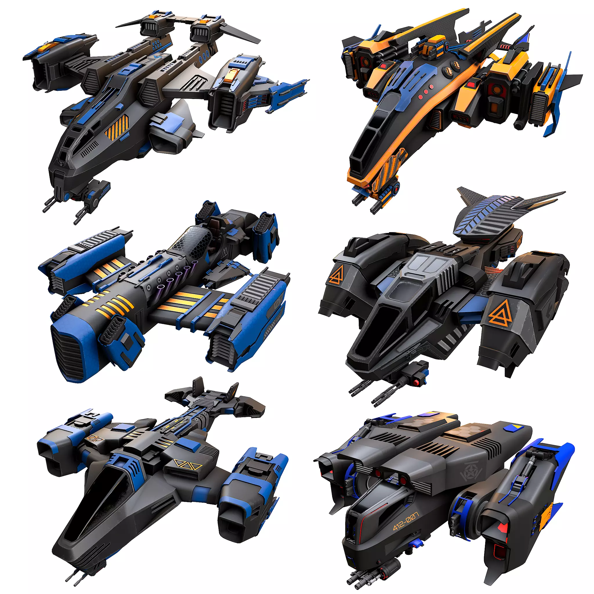 Space Ships Low-poly 3D model_0