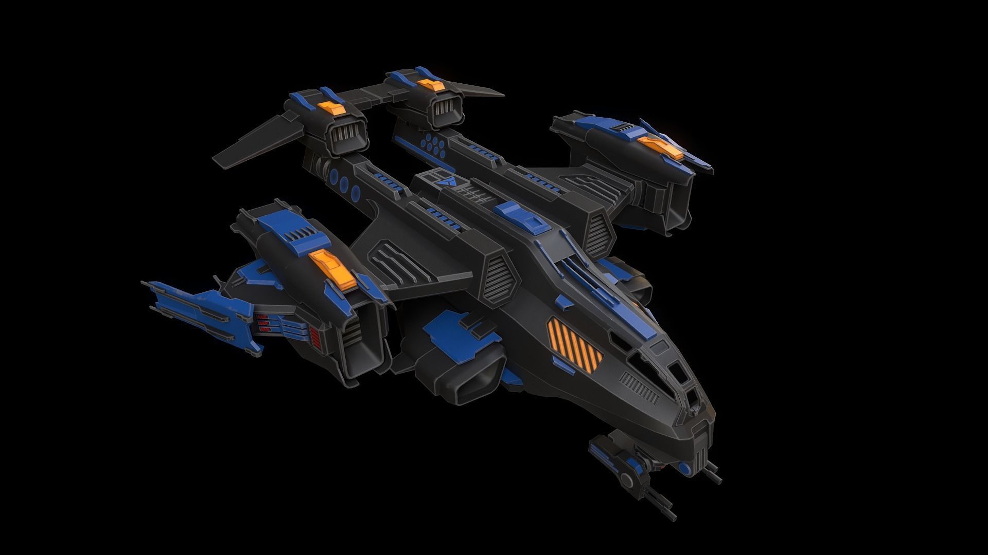 Space Ships Low-poly 3D model_2