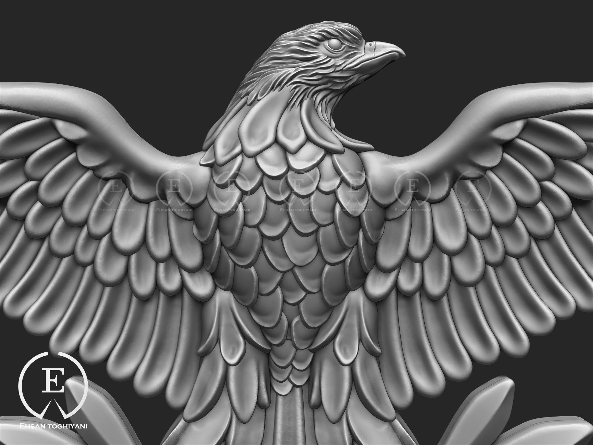 eagel pendant 3D print model_5