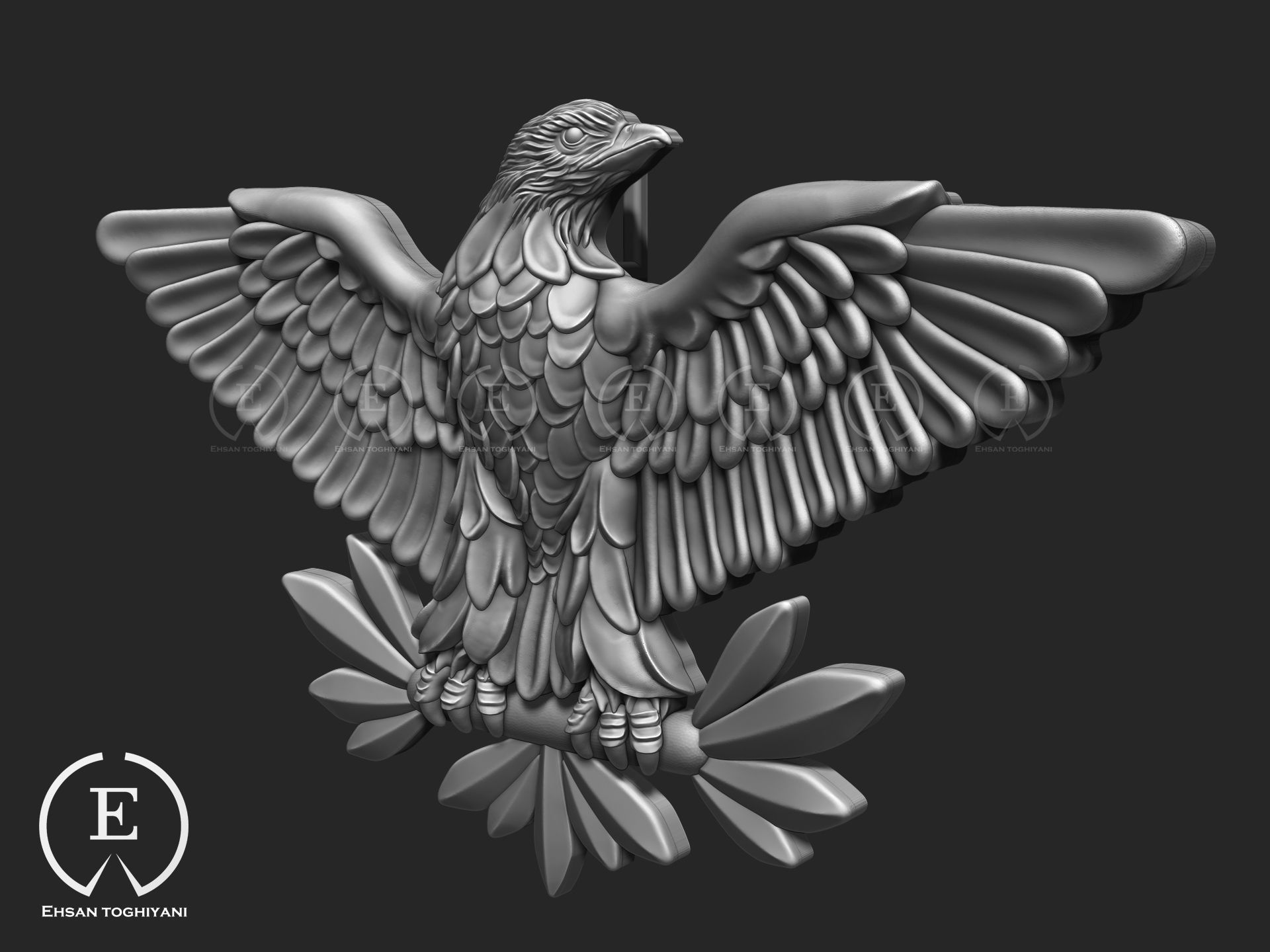 eagel pendant 3D print model_3